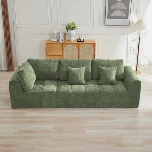 Miniatura 15 de Sofás modulares deshuesados de 140 pulgadas para sala de estar, sofá modular modular de nube comprimida, sofá moderno en forma de U de 9 plazas Gris