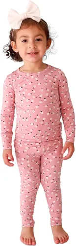 Miniatura 26 de Posh Peanut Pijamas para niñas, suaves, de viscosa de bambú para niños, pijamas a juego de manga larga para niñas