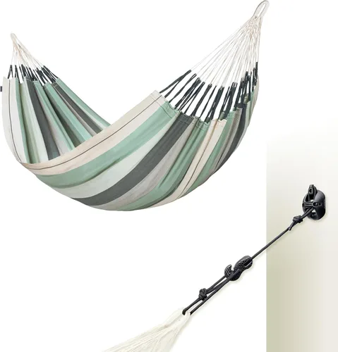 Miniatura 18 de LA SIESTA Modesta Hamaca de algodón orgánico, interior/exterior, dormitorio a patio trasero, hamaca de tela extragrande para 2, máximo 440 libras