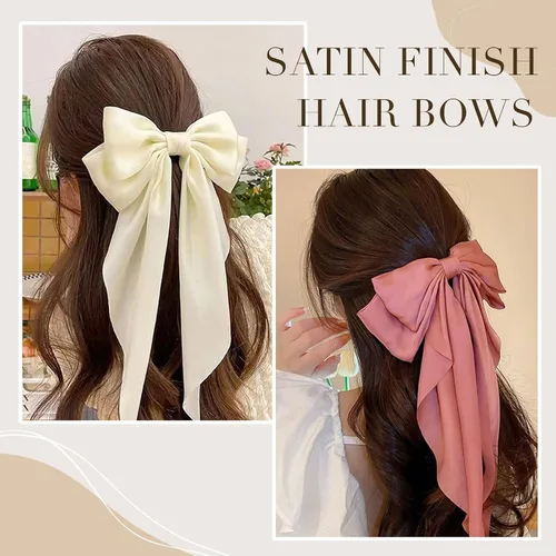 Miniatura 4 de 10 piezas de pasadores grandes de cinta para el pelo con colas largas para mujeres y niñas, TOKUFAGU accesorios vintage franceses para el cabello