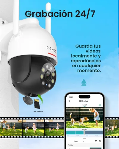 Miniatura 8 de DEKCO Cámara de seguridad 2K para exteriores, paquete de 2 unidades, cámaras de seguridad WiFi para exteriores, panorámica, visión de 360°, cámaras