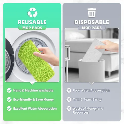 Miniatura 5 de Paquete de 4 almohadillas reutilizables para trapeador XL compatibles con Swiffer Sweeper XL, almohadillas de microfibra de chenilla lavables