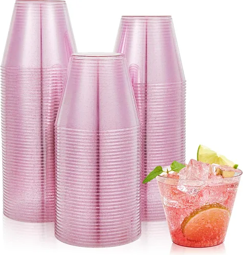 Miniatura 9 de JOLLY CHEF Paquete de 100 vasos de plástico de 9 onzas, vasos desechables para fiesta en varios colores, vasos de plástico con 4 colores adecuados