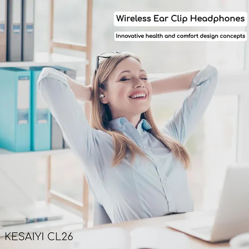 Miniatura 2 de Auriculares inalámbricos con clip para la oreja, Bluetooth 5.3, auriculares impermeables, conducción ósea, auriculares deportivos de alta fidelidad