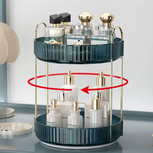 Organizador de maquillaje giratorio de 360 grados para tocador, organizador de encimera de baño, organizador de perfumes giratorio, alta capacidad
