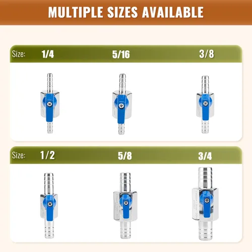Miniatura 7 de Paquete de 2 mini válvulas de bola de acero inoxidable 304 con púas de identificación de manguera de 1/2 pulgada, kit de abrazaderas para agua
