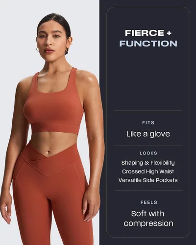 Miniatura 83 de Aoxjox Trinity - Pantalones de yoga de cintura alta con bolsillos para mujer, control de abdomen, cintura cruzada, leggings de entrenamiento suaves