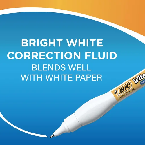 Miniatura 6 de BIC Wite-Out - Pluma correctora Shake 'n Squeeze, 8 ml de líquido corrector, paquete de 4 bolígrafos correctores blancos, fácil, limpia y fácil
