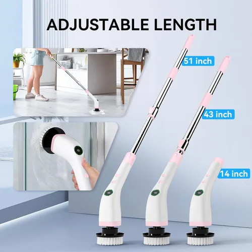 Miniatura 2 de Electric Bathroom Cleaning Brush, Cordless Spin Scrubber Full Body Waterproof IPX7 with Adjustable Handle, 8 Replaceable Brush Heads for