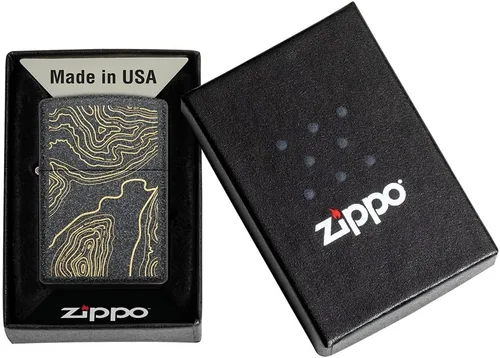 Miniatura 5 de Zippo Topo Map Design - Encendedor de bolsillo de piedra de hierro