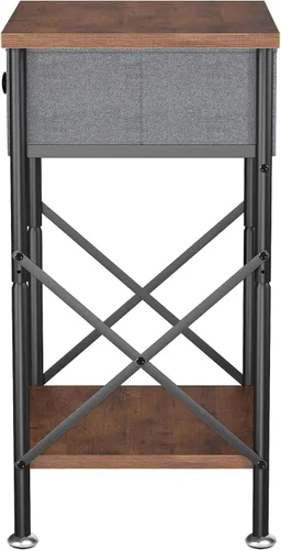 Miniatura 10 de VECELO Mesitas de noche modernas y versátiles, diseño X, mesa auxiliar de noche, estante de almacenamiento con cajón para sala de estar y Marrón
