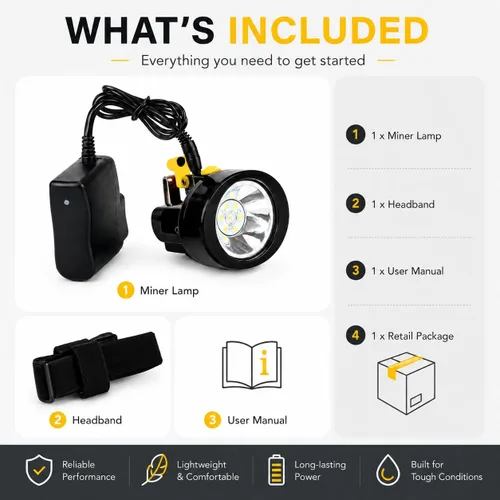 Miniatura 6 de Linterna frontal LED recargable, resistente al agua, a prueba de explosiones, casco de alta potencia con largo tiempo de funcionamiento para minería