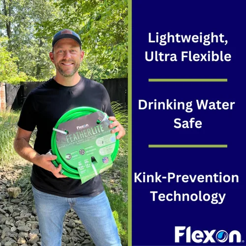 Miniatura 2 de Flexon Featherlite - Manguera de jardín ultra flexible segura para agua potable de 5/8 pulgadas x 25 pies, resistente, resistente a las torceduras