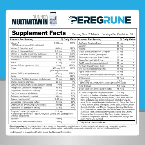Miniatura 2 de Runner Multivitamínico Vitamina diseñada con antioxidantes y complejo B completo para apoyar la resistencia y la energía Probióticos, alimentos