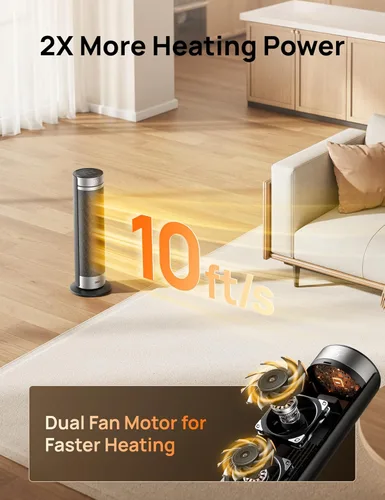Miniatura 3 de Dreo Calentador Ambiental para Habitación Grande, Calentadores Eléctricos de 23 Pulgadas para Uso en Interiores, Torre de 8 Protecciones Seguras