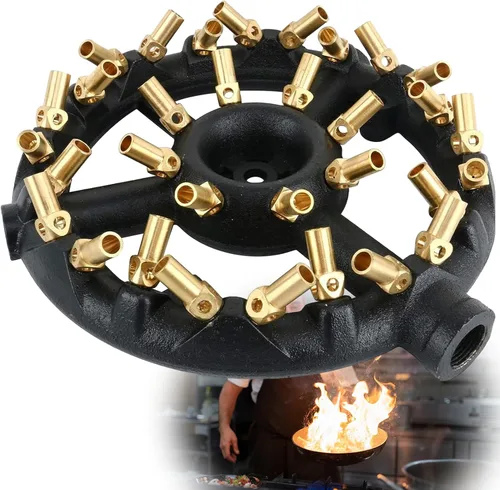 Miniatura 12 de Homend Quemador de chorro de gas propano para la gama de wok chinos, parrilla, salteado, cuerpo de hierro fundido con boquilla redonda con 23 puntas