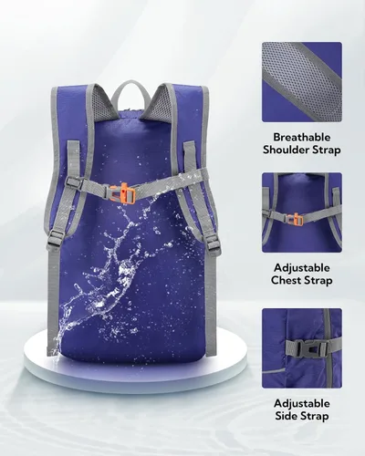 Miniatura 4 de WATERFLY Mochila de senderismo plegable: mochila de día de 25L ultra ligera para mujer y hombre - pequeña mochila plegable compacta para deportes al