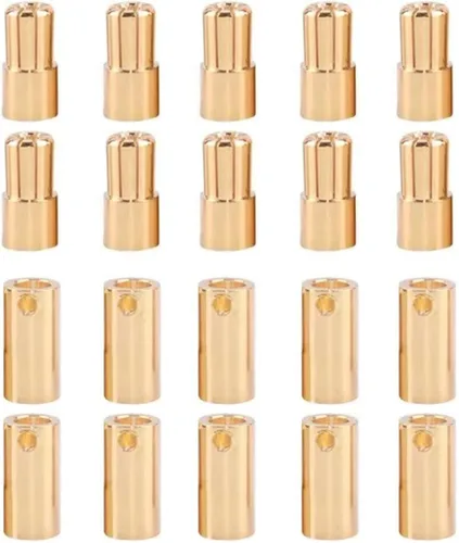Miniatura 6 de 20 pares de conectores de plátano bala de 0.079 in chapados en oro macho y hembra de 0.079 in para DIY RC batería ESC motor