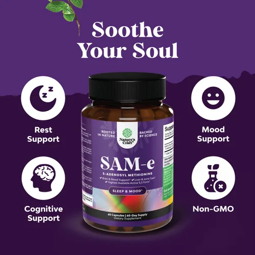 Miniatura 5 de Paquete de suplemento cerebral avanzado para memoria y concentración, vitaminas para adultos de todas las edades y Sam-E 200 mg suplemento de apoyo