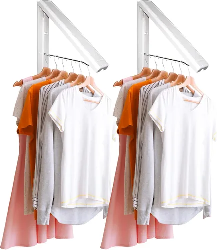 Miniatura 8 de InstaHanger Tendedero de Ropa - Tendedero de Ropa Montado en la Pared para Espacios Pequeños - Estantes de Ropa Montados en la Pared Soporta Hasta