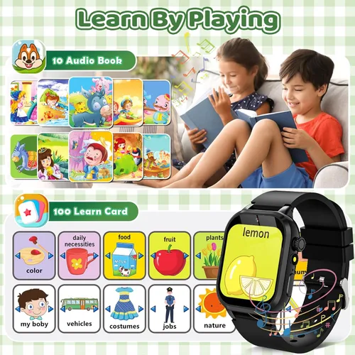 Miniatura 6 de OVV Reloj inteligente de juegos para niños, pantalla táctil HD de 1.54 pulgadas, más de 30 juegos educativos, cámara, podómetro, alarma, reproductor