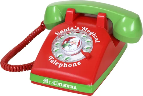 Miniatura 2 de Mr. Christmas Teléfono mágico de Santa - Teléfono de Santa para niños, llamadas interactivas de Navidad, conversaciones reales, vintage seguro