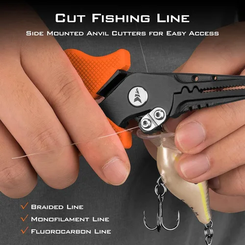Miniatura 4 de KastKing Cutthroat - Juego de tijeras y alicates para trenza de 7.5 pulgadas - Equipo de pesca resistente al agua salada, cortador de línea