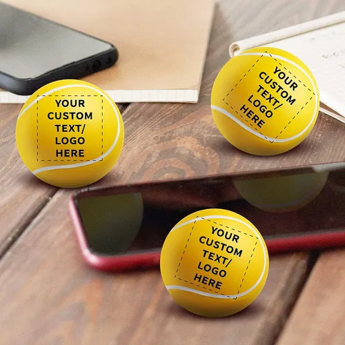 Miniatura 7 de DISCOUNT PROMOS Juego de 10 pelotas de tenis personalizadas con forma de pelota de tenis, paquete personalizado a granel, perfecto para regalos
