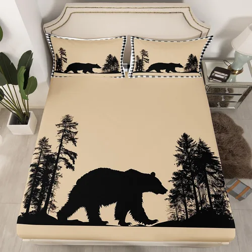 Miniatura 16 de Erosebridal Sábana bajera con temática de pesca, juego de ropa de cama rústica de granja tamaño individual para niños, adolescentes y adultos, ropa