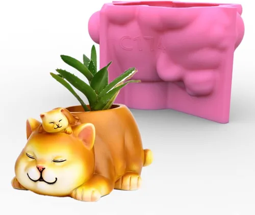 Miniatura 22 de Molde de silicona para macetas, moldes de silicona en forma de animal 3D para hormigón, cemento, yeso, arcilla polimérica, fundición de resina