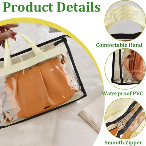 Miniatura 3 de Gcroet Bolsa de almacenamiento transparente antipolvo para colgar en el armario con cremallera y asa, bolsa de almacenamiento que ahorra espacio