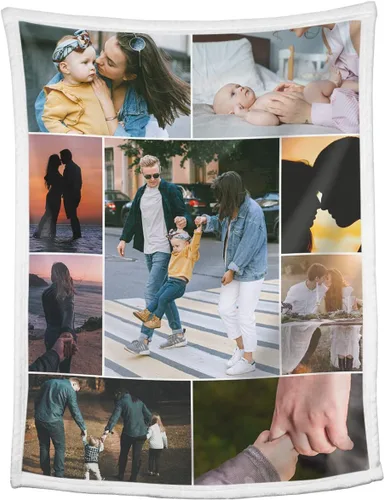 Miniatura 23 de Mantas personalizadas con collage de fotos, mantas personalizadas con texto y imagen, mantas de franela suave, mantas de cama regalo para bebé