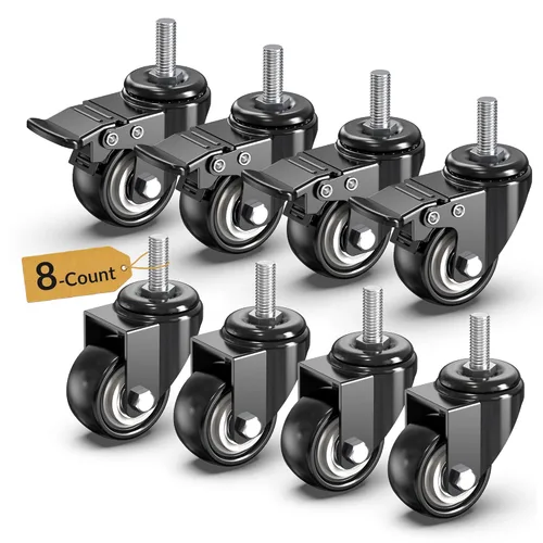 Miniatura 16 de HOLKIE Ruedas giratorias de 4 pulgadas, ruedas de vástago de bloqueo total, 3/8 pulgadas -16 x 1
