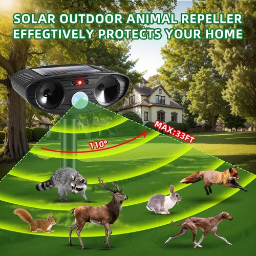 Miniatura 3 de Dispositivo repelente de ciervos 2025, repelente ultrasónico de animales, disuasorio de gatos, repelente solar de animales al aire libre con sensor