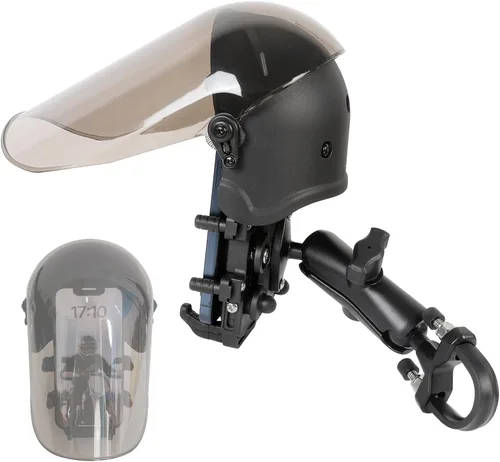 Soporte de teléfono para motocicleta con amortiguador de vibraciones y parasol, brazo mediano de aluminio y base de manillar, operación con una