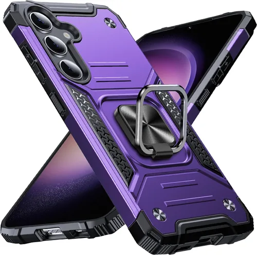 Miniatura 19 de Anqrp Funda para Galaxy S22 Ultra, Funda Protectora de Teléfono de Grado Militar con Soporte Plegable de Anillo de Metal Giratorio