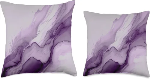 Miniatura 3 de Pretty Trendy Modern Color Designs Almohada de flujo de tinta abstracta color morado lavanda, 16 x 16 pulgadas, multicolor