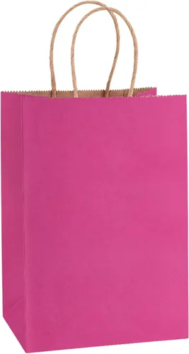 Miniatura 12 de BagDream Bolsas de regalo, 100 bolsas de regalo pequeñas de papel kraft de 5.25 x 3 x 8 pulgadas con asas a granel, bolsas de papel marrón