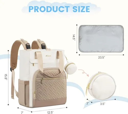 Miniatura 6 de LOVEVOOK Mochila para Pañales, Bolsa de Bebé Portátil de Gran Capacidad con Almohadilla Cambiadora de Pañales Plegable, Bolsas de Pañales para Bebé