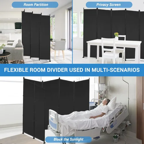 Miniatura 5 de MAYOLIAH Divisores de habitación plegables de 6 paneles, pantalla de privacidad de 10 pies de ancho, 6 pies de alto, separador de paredes de oficina