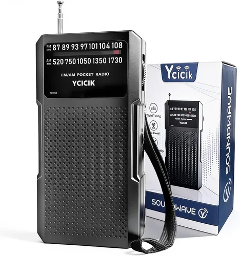Radios portátil Am Fm, radio a batería con conector para auriculares y clip trasero, radio de bolsillo con recepción de largo alcance para personas