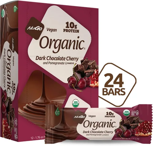 Nugo Granada de chocolate negro orgánico, 0.35 onzas de proteína vegana, sin gluten, 24 unidades