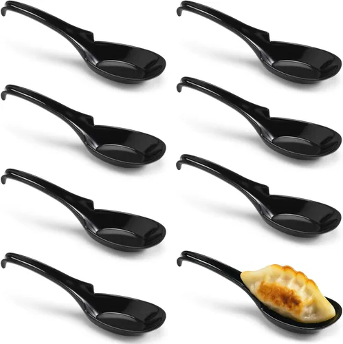Miniatura 4 de JapanBargain 2398 - Juego de 8 cucharas de sopa chinas, cucharas de sopa japonesas, cucharas de sopa Wonton, cucharas de arroz, cucharas de fo