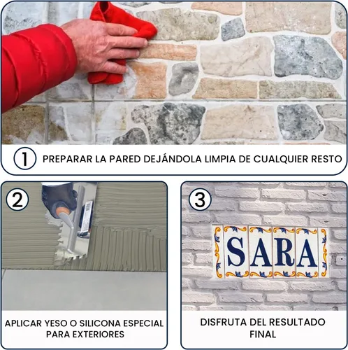 Miniatura 3 de Número de casa - Número para casa, cerámica esmaltada, técnica española pintada a mano, nombres y direcciones (Margin)