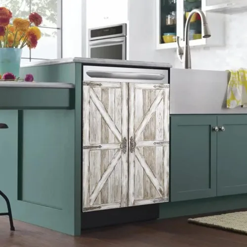 Miniatura 3 de Cubierta magnética de madera con efecto de puerta para lavavajillas, panel creativo para electrodomésticos de cocina, decoración de refrigerador