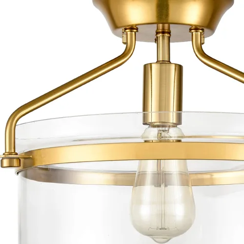 Miniatura 3 de YUBOLE Mid-Century - Lámpara de techo semiempotrada dorada con pantalla de cristal transparente de cúpula de 13.4 pulgadas de ancho para cocina