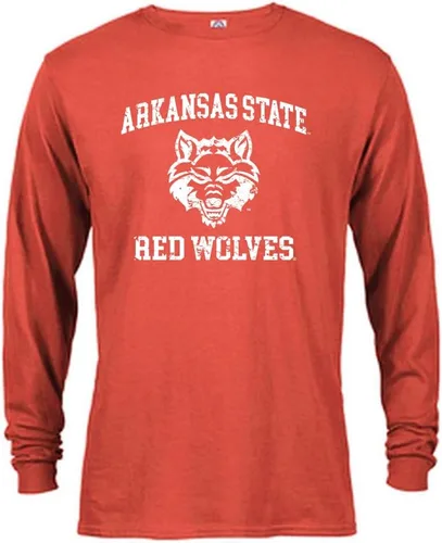 Miniatura 32 de Sport Your Gear Camiseta de manga larga con licencia oficial, estilo retro y envejecido para fanáticos universitarios UNM Red Heather