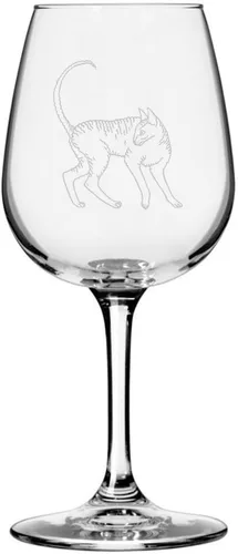 Miniatura 170 de Copa de vino de 12.75 onzas con temática de gato abisinio grabada para todo uso