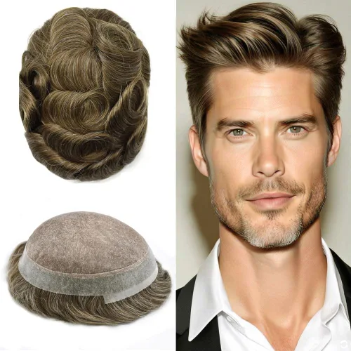 Miniatura 67 de Tupé para hombres, piezas de cabello humano real, sistema de unidades de cabello natural, línea capilar natural, pieza de repuesto para hombres