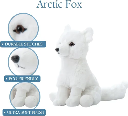 Miniatura 8 de The Petting Zoo Arctic Fox - Animal de peluche, regalos para niños, animales salvajes del zoológico Onez, juguete de peluche de zorro ártico de 12